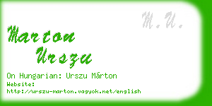 marton urszu business card